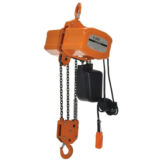 Vestil H-6000-1 Econ Chain Hoist, Container, 6K, 1 Phase, 6000 lbs Load Capacity, Economy Chain Hoist Hoist Lift, Hook