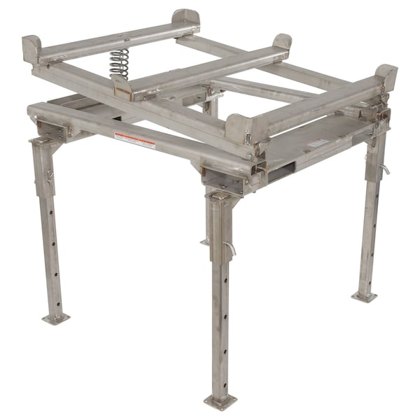 Vestil IBC-TLT-FPL-SS SS Intermediate Bulk Container Tilt Stand w/Fork Pocket/Adjust Legs 49-3/4x50-1/2 4.4K Silver