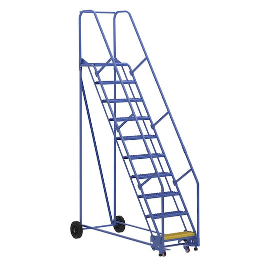 Vestil LAD-10-14-G 130 H Steel Warehouse Ladder, 58 deg Grip, 10 Step, 14", 10 in Steps