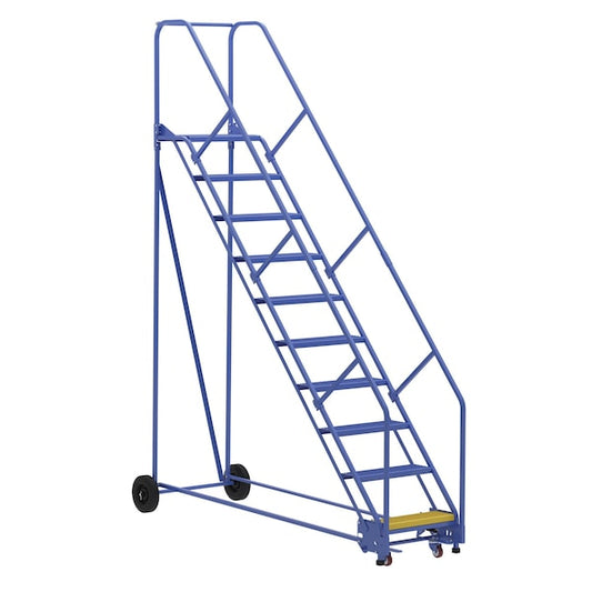 Vestil LAD-10-14-P-EZ 130 H Steel Warehouse Ladder, 50 deg Perf, 10 Step, 14", 10 in Steps