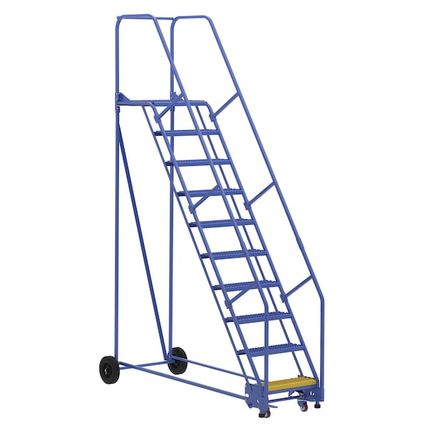 Vestil LAD-10-21-G 130 H Steel Warehouse Ladder, 58 deg Grip, 10 Step, 21", 10 in Steps