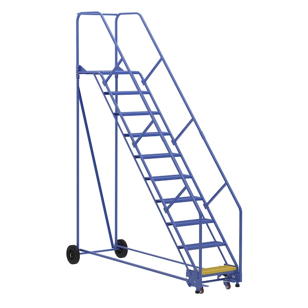 Vestil LAD-10-21-P-EZ 130 H Steel Warehouse Ladder, 50 deg Perf, 10 Step, 21", 10 in Steps