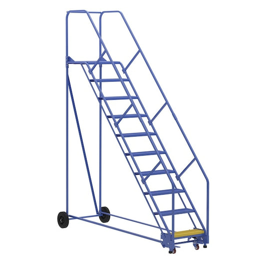 Vestil LAD-10-21-P-EZ 130 H Steel Warehouse Ladder, 50 deg Perf, 10 Step, 21", 10 in Steps
