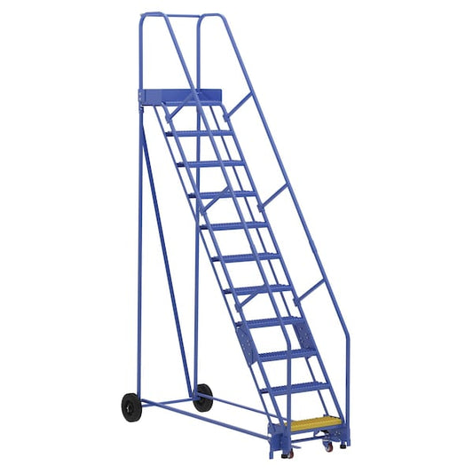 Vestil LAD-11-14-G 140 H Steel Warehouse Ladder, 58 deg Grip, 11 Step, 14", 11 Steps