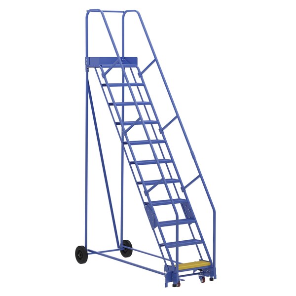 Vestil LAD-11-14-P 140 H Steel Warehouse Ladder, 58 deg Perf, 11 Step, 14", 11 Steps