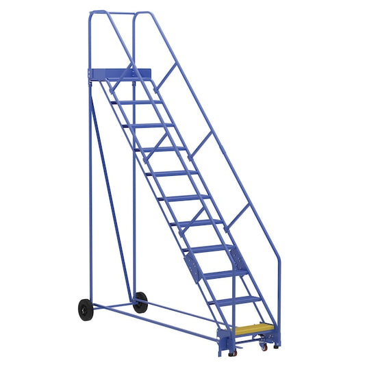 Vestil LAD-11-14-P-EZ 140 H Steel Warehouse Ladder, 50 deg Perf, 11 Step, 14", 11 Steps