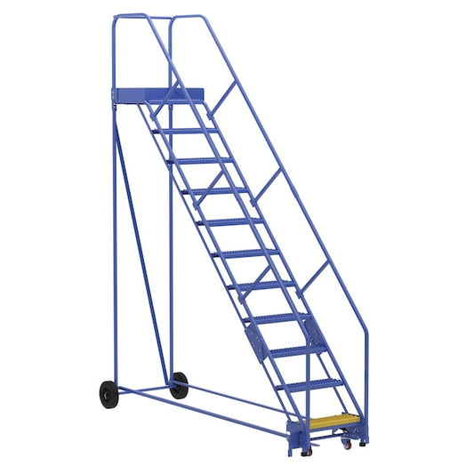 Vestil LAD-11-21-G-EZ 140 H Steel Warehouse Ladder, 50 deg Grip, 11 Step, 21", 11 Steps
