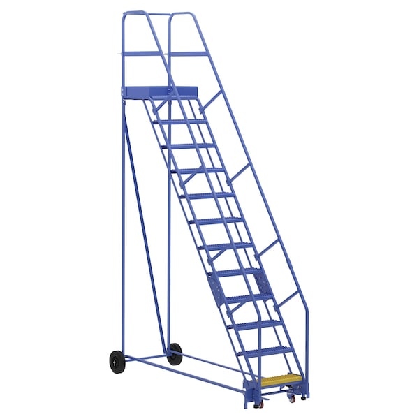 Vestil LAD-12-21-G 156 H Steel Warehouse Ladder, 58 deg Grip, 12 Step, 21", 12 Steps