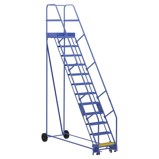 Vestil LAD-12-21-G 156 H Steel Warehouse Ladder, 58 deg Grip, 12 Step, 21", 12 Steps
