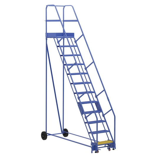 Vestil LAD-12-21-P 156 H Steel Warehouse Ladder, 58 deg Perf, 12 Step, 21", 12 Steps