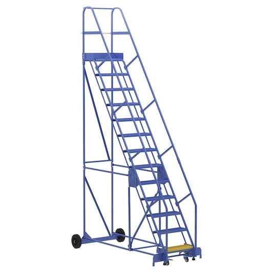 Vestil LAD-13-14-G 166 H Steel Warehouse Ladder, 58 deg Grip, 13 Step, 14", 13 Steps