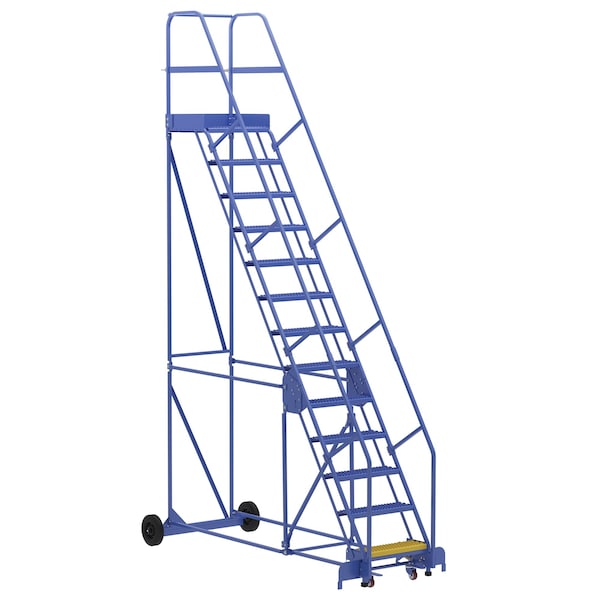 Vestil LAD-13-21-G 166 H Steel Warehouse Ladder, 58 deg Grip, 13 Step, 21", 13 Steps
