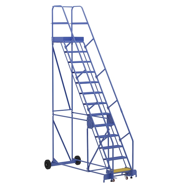 Vestil LAD-13-21-P 166 H Steel Warehouse Ladder, 58 deg Perf, 13 Step, 21", 13 Steps