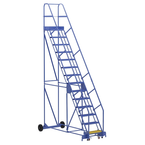 Vestil LAD-14-14-G 176 H Steel Warehouse Ladder, 58 deg Grip, 14 Step, 14", 14 Steps