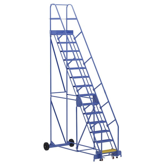 Vestil LAD-14-14-G 176 H Steel Warehouse Ladder, 58 deg Grip, 14 Step, 14", 14 Steps
