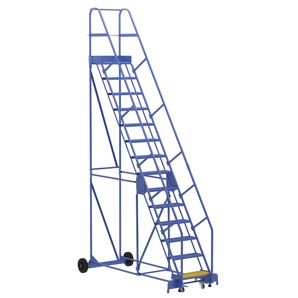 Vestil LAD-14-14-P 176 H Steel Warehouse Ladder, 58 deg Perf, 14 Step, 14", 14 Steps