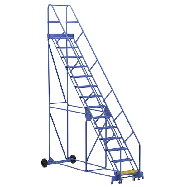 Vestil LAD-14-14-P-EZ 176 H Steel Warehouse Ladder, 50 deg Perf, 14 Step, 14", 14 Steps