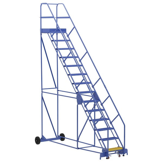 Vestil LAD-14-21-G-EZ 176 H Steel Warehouse Ladder, 50 deg Grip, 14 Step, 21", 14 Steps