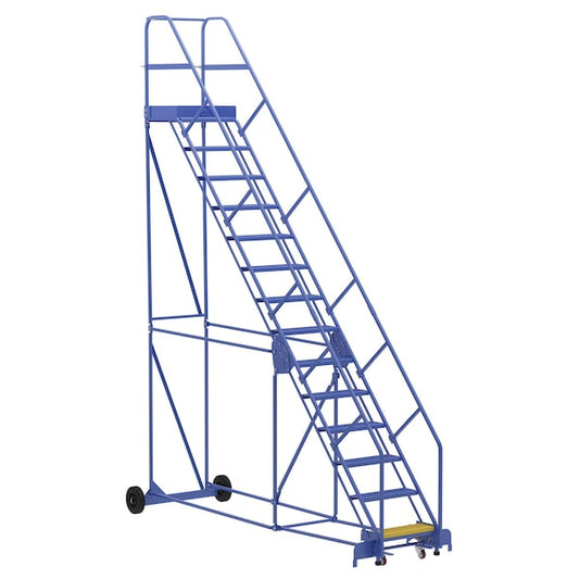 Vestil LAD-14-21-P-EZ 176 H Steel Warehouse Ladder, 50 deg Perf, 14 Step, 21", 14 Steps