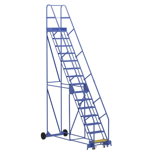 Vestil LAD-15-14-P 186 H Steel Warehouse Ladder, 58 deg Perf, 15 Step, 14", 15 Steps