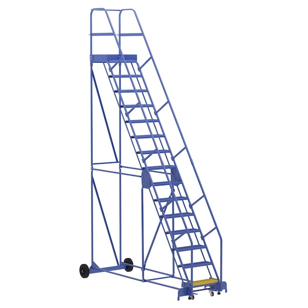 Vestil LAD-15-21-G 186 H Steel Warehouse Ladder, 58 deg Grip, 15 Step, 21", 15 Steps