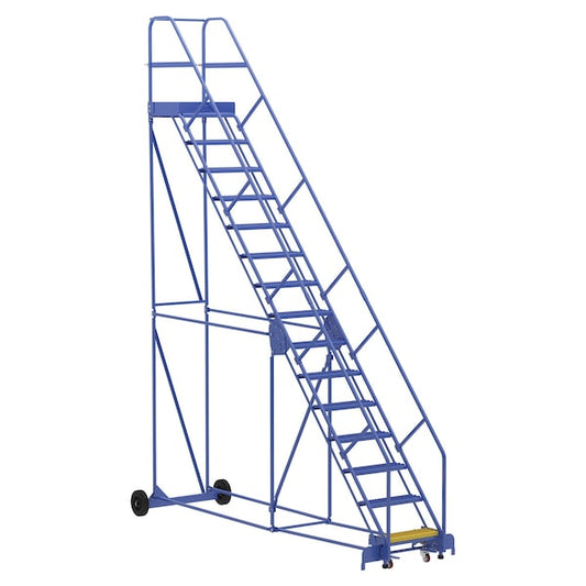 Vestil LAD-15-21-G-EZ 186 H Steel Warehouse Ladder, 50 deg Grip, 15 Step, 21", 15 Steps