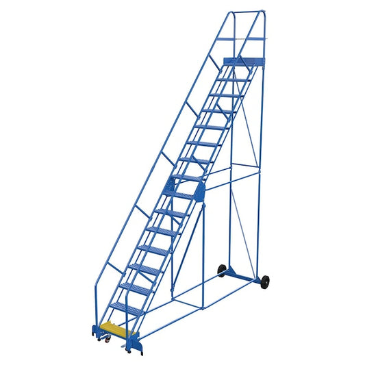 Vestil LAD-16-14-G-EZ 196 H Steel Warehouse Ladder, 50 deg Grip, 16 Step, 14", 16 Steps