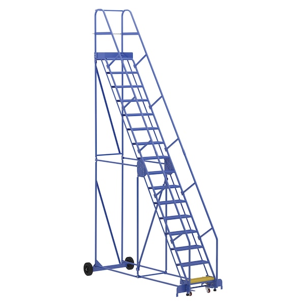 Vestil LAD-16-14-P 196 H Steel Warehouse Ladder, 58 deg Perf, 16 Step, 10", 16 Steps