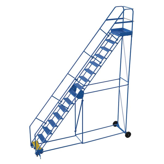 Vestil LAD-16-21-G-EZ 196 H Steel Warehouse Ladder, 50 deg Grip, 16 Step, 21", 16 Steps