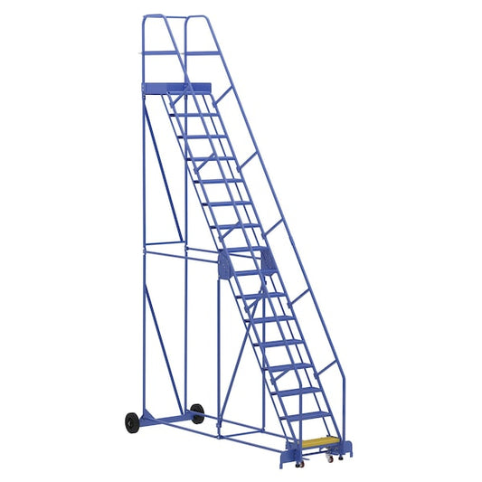 Vestil LAD-16-21-P 196 H Steel Warehouse Ladder, 58 deg Perf, 16 Step, 21", 16 Steps