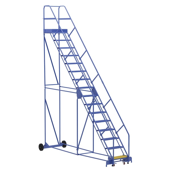 Vestil LAD-16-21-P-EZ 196 H Steel Warehouse Ladder, 50 deg Perf, 16 Step, 21", 16 Steps