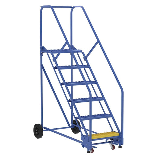 Vestil LAD-6-14-G-EZ 90 H Steel Warehouse Ladder, 50 deg Grip, 6 Step, 14", 6 Steps