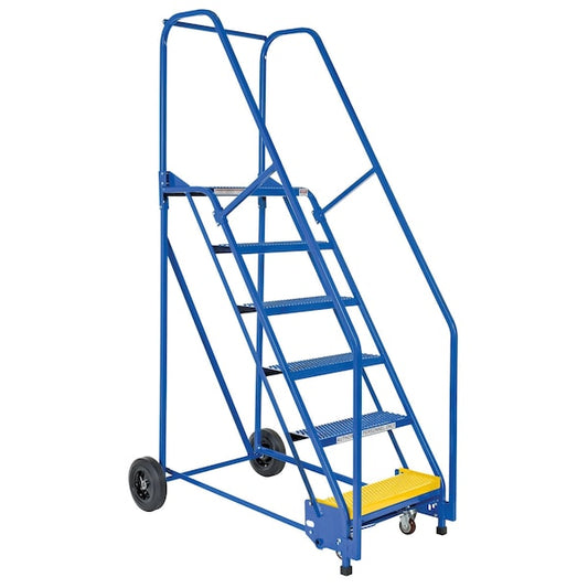 Vestil LAD-6-14-P 90 H Steel Warehouse Ladder, 58 deg Perf, 6 Step, 14", 6 Steps