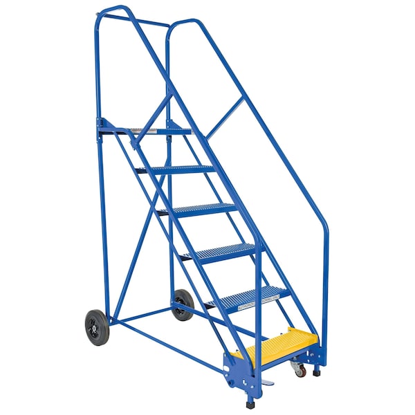 Vestil LAD-6-14-P-EZ 90 H Steel Warehouse Ladder, 50 deg Perf, 6 Step, 14", 6 Steps