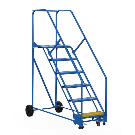 Vestil LAD-6-21-G-EZ 90 H Steel Warehouse Ladder, 50 deg Grip, 6 Step, 21", 6 Steps