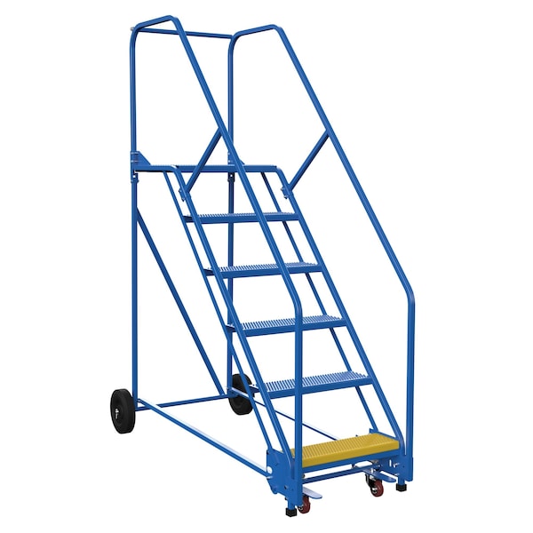 Vestil LAD-6-21-P 90 H Steel Warehouse Ladder, 58 deg Perf, 6 Step, 21", 6 Steps