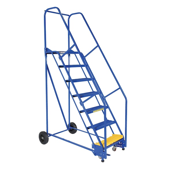 Vestil LAD-7-14-G 100 H Steel Warehouse Ladder, 58 deg Grip, 7 Step, 14", 7 in Steps