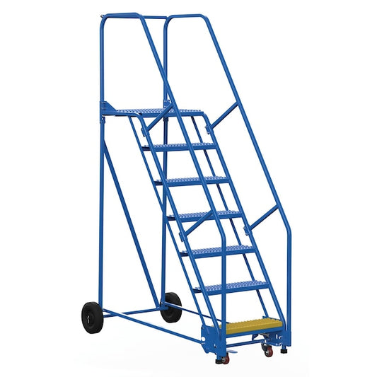 Vestil LAD-7-21-G 100 H Steel Warehouse Ladder, 58 deg Grip, 7 Step, 21", 7 in Steps