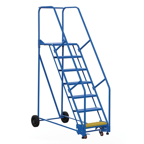 Vestil LAD-7-21-P 100 H Steel Warehouse Ladder, 58 deg Perf, 7 Step, 21", 7 in Steps