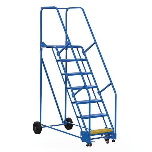 Vestil LAD-7-21-P 100 H Steel Warehouse Ladder, 58 deg Perf, 7 Step, 21", 7 in Steps