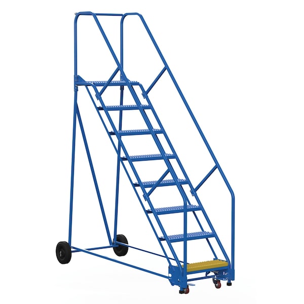 Vestil LAD-8-14-G-EZ 110 H Steel Warehouse Ladder, 50 deg. Grip, 8 Step, 14", 8 Steps