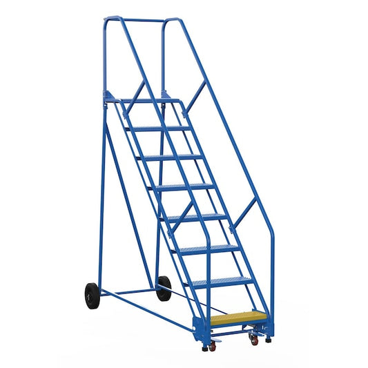 Vestil LAD-8-14-P-EZ 110 H Steel Warehouse Ladder, 50 deg. Perf, 8 Step, 14", 8 Steps