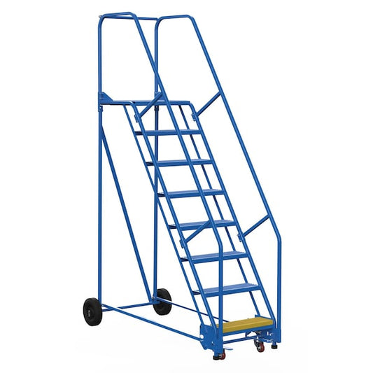 Vestil LAD-8-21-P 110 H Steel Warehouse Ladder, 58 deg. Perf, 8 Step, 21", 8 Steps