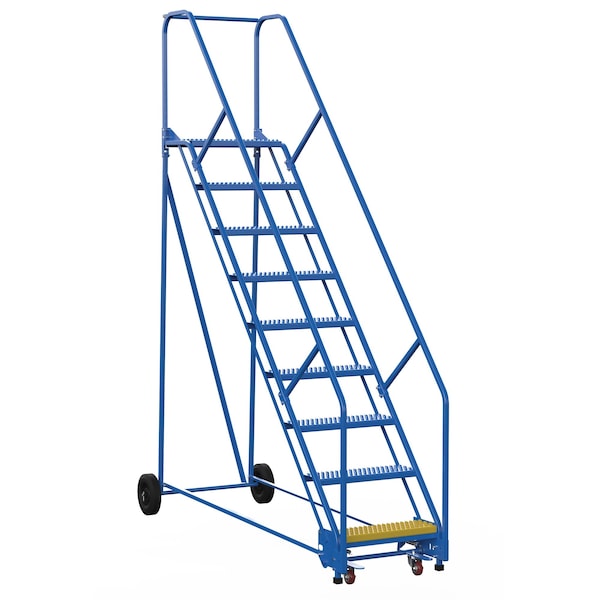 Vestil LAD-9-14-G-EZ 120 H Steel Warehouse Ladder, 50 deg. Grip, 9 Step, 14", 9 Steps