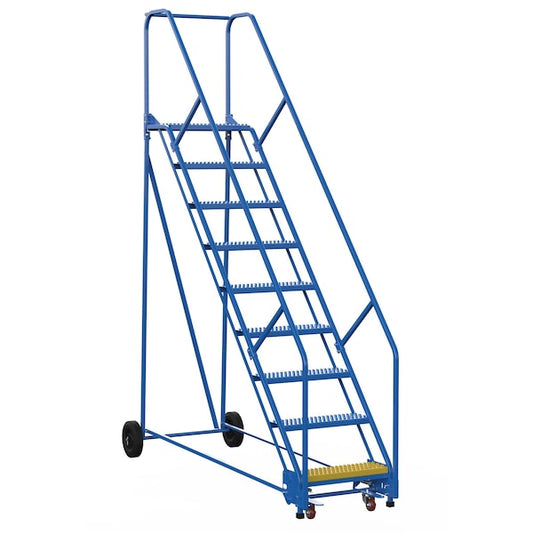 Vestil LAD-9-14-G-EZ 120 H Steel Warehouse Ladder, 50 deg. Grip, 9 Step, 14", 9 Steps