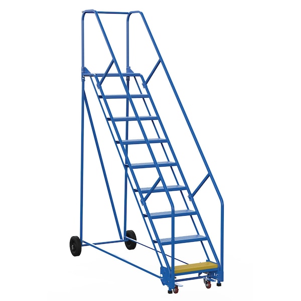 Vestil LAD-9-14-P-EZ 120 H Steel Warehouse Ladder, 50 deg. Perf, 9 Step, 14", 9 Steps