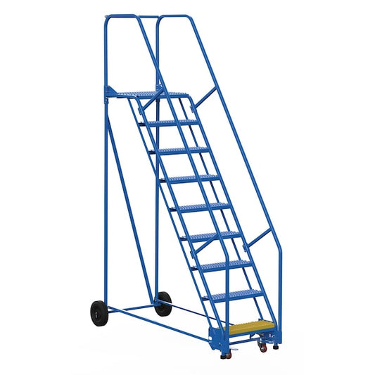Vestil LAD-9-21-G 120 H Steel Warehouse Ladder, 58 deg. Grip, 9 Step, 21", 9 Steps