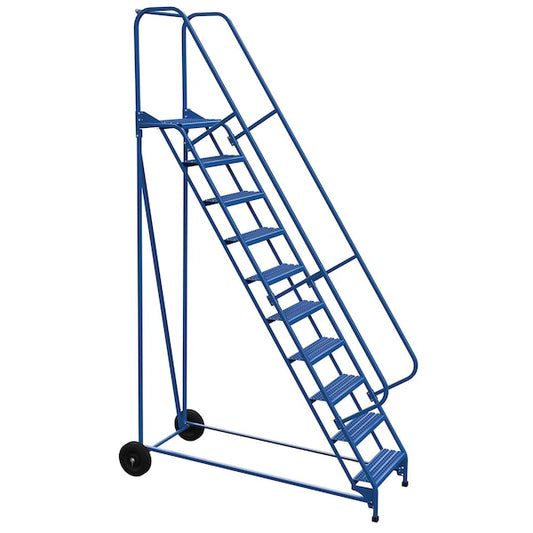 Vestil LAD-RAF-10-24-G 130 H Steel Roll A Fold Ladder, 58 deg., Grip, 10 Step, 10 in Steps