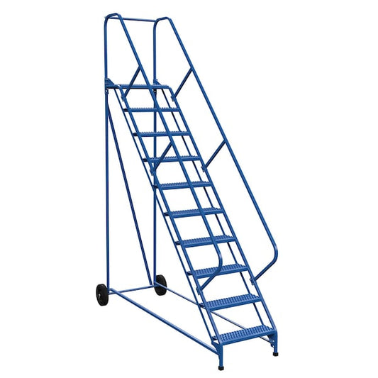 Vestil LAD-RAF-10-24-G-EZ 130 H Steel Roll A Fold Ladder, 50 deg., Grip, 10 Step, 10 in Steps