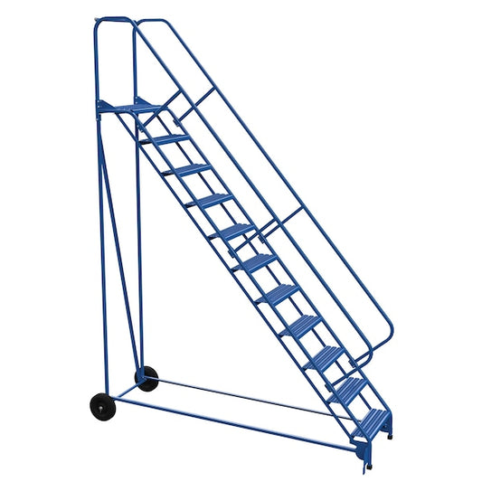 Vestil LAD-RAF-11-24-G-EZ 140 H Steel Roll A Fold Ladder, 50 deg., Grip, 11 Step, 11 Steps